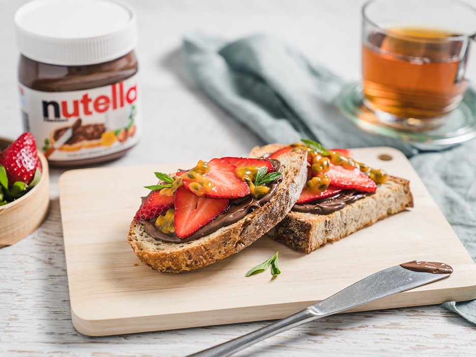 Toasted Sourdough with Nutella®, Strawberries, Passionfruit & Mint