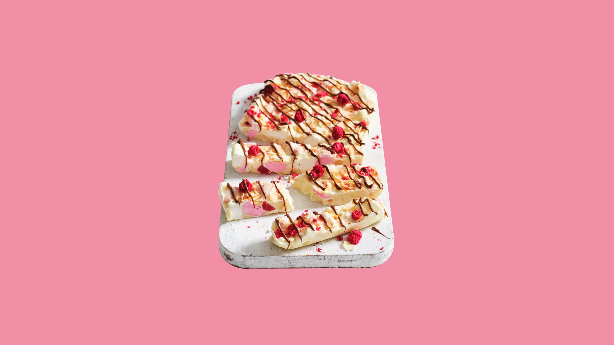 Nutella Rocky Road with Coconut, Freeze Dried Raspberries, Marshmallows & Macadamia