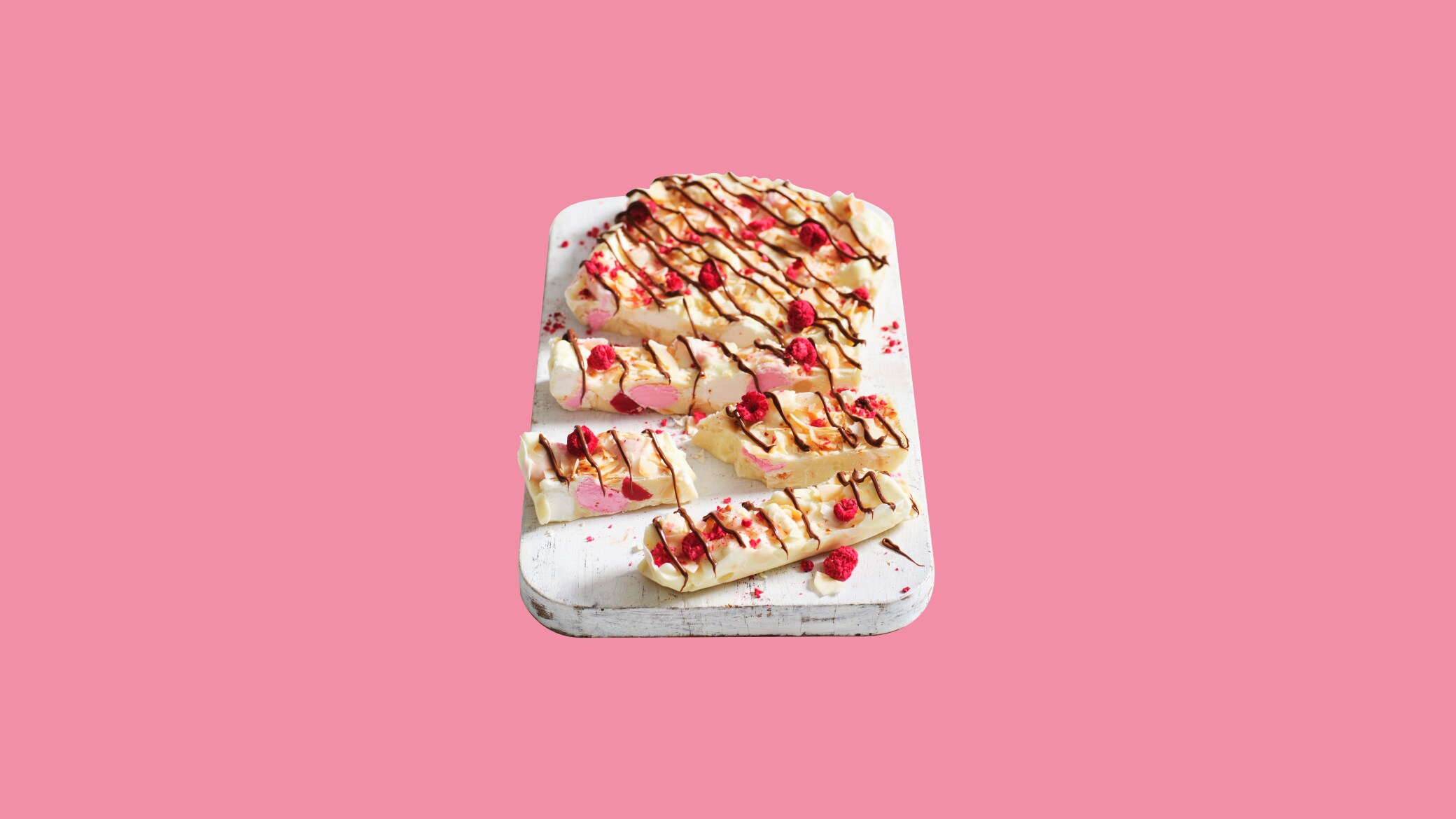 Nutella Rocky Road with Coconut, Freeze Dried Raspberries, Marshmallows & Macadamia