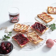 Upside-Down Red Apple and Cherry Tartes with Nutella® Drizzle & Pampas™ 