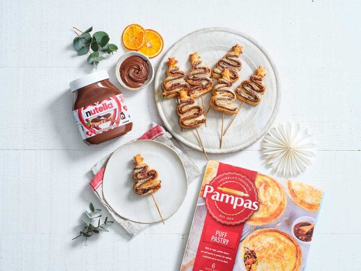 Nutella® and Pampas™ Puff Pastry Christmas Tree Skewers with Homemade Cherry Jam