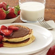 Ricotta Pancakes with NUTELLA hazelnut spread and Warm Strawberry Sauce