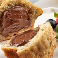 Banana Buttermilk Breakfast Muffins topped with NUTELLA