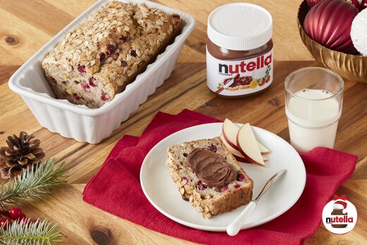 Cranberry and Nut Banana Bread with Nutella® hazelnut spread