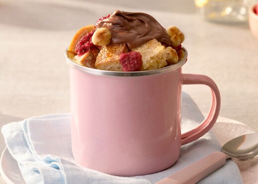 Mini breakfast bread pudding with Nutella