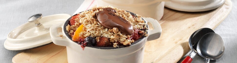 Breakfast Fruit Crumble topped with NUTELLA