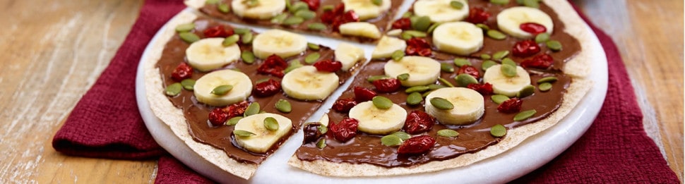 Breakfast tortilla pizza with NUTELLA