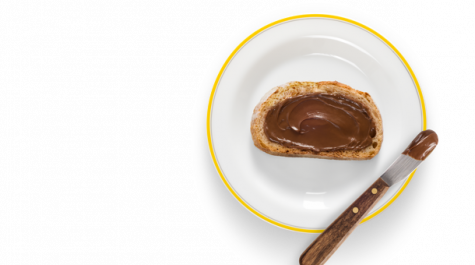 Roztíratelná pomazánka, chleba, talíř | Nutella