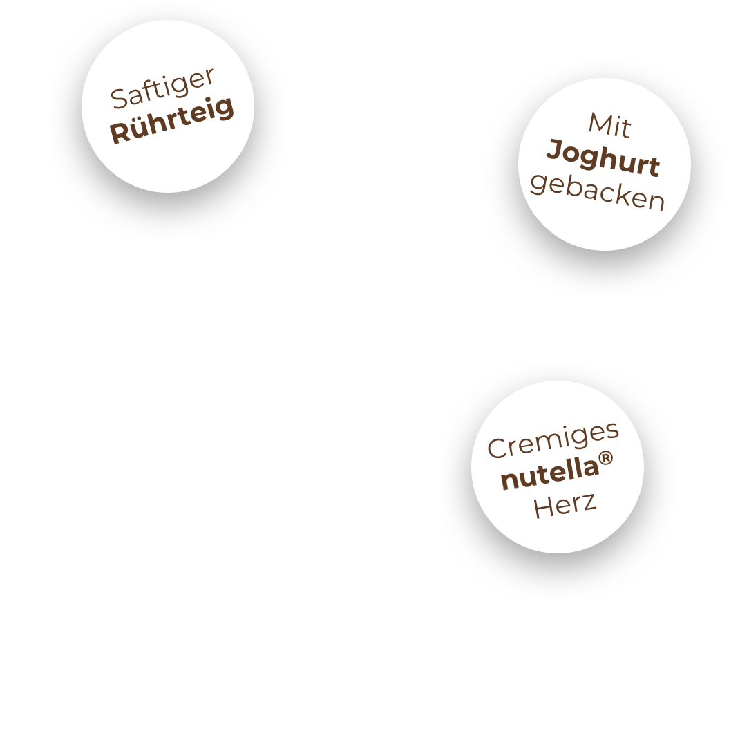 Schriftzug 'Muffins' in dekorativer Typografie, braun getönt mit kleinen Nutella-Elementen.