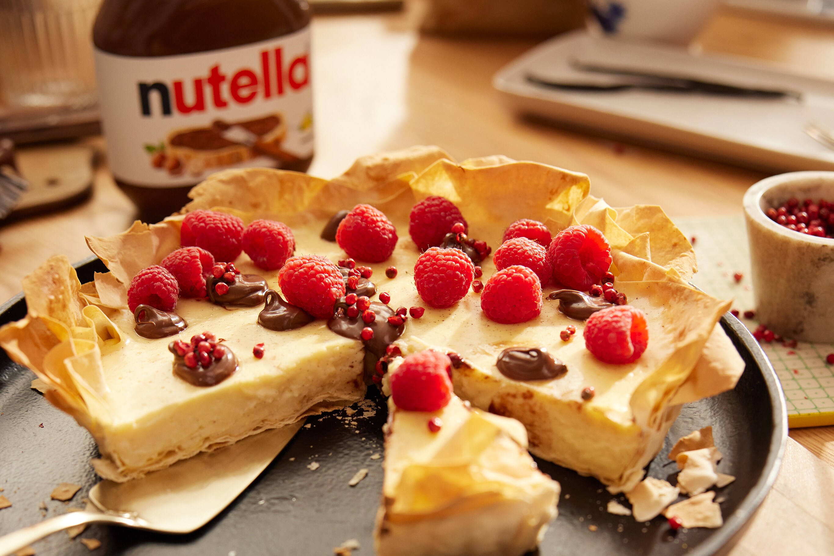 Vanilletarte mit rosa Pfeffer und nutella®