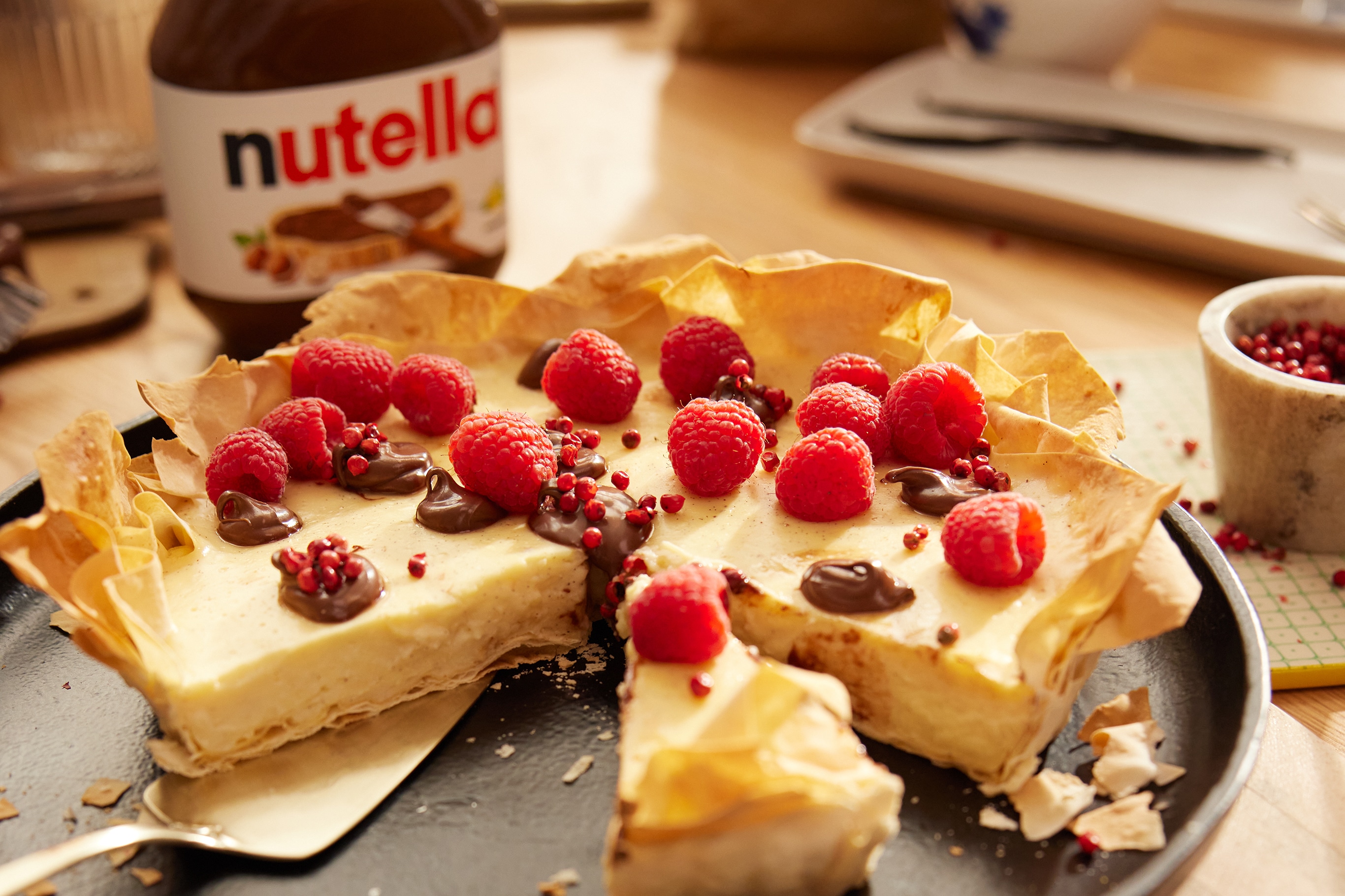 Vanilletarte mit rosa Pfeffer und nutella®