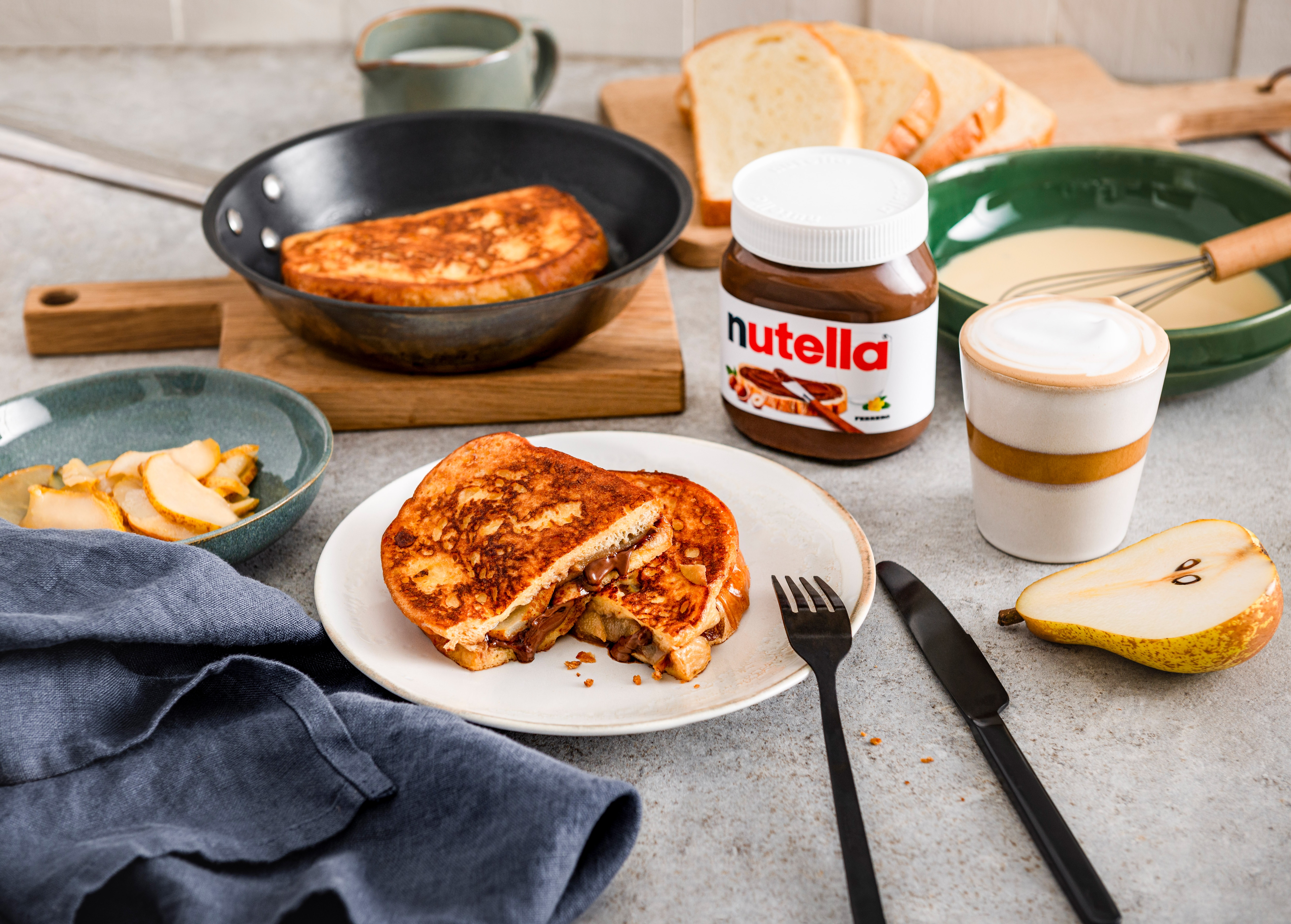 Knuspriger French Toast mit gebratenen Birnen & nutella®