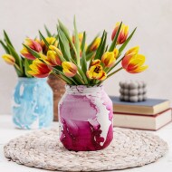 nutella® Glas als marmorisierte Blumenvase