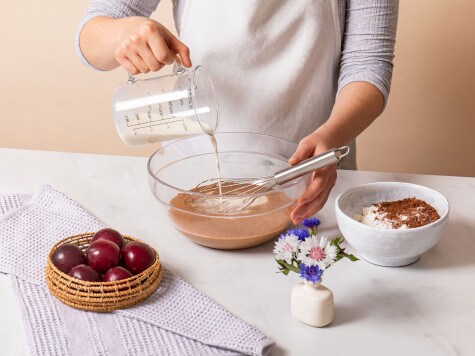 Schokowaffeln mit Ricotta, dunklen Pflaumen und nutella - Schritt 1