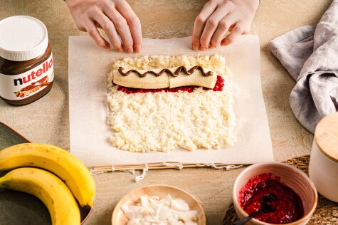 Mango-Milchreis-Sushi mit Bananen-Kokos und nutella® - Schritt 1
