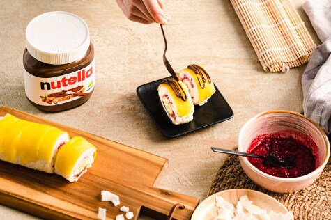 Mango-Milchreis-Sushi mit Bananen-Kokos und nutella® - Schritt 3