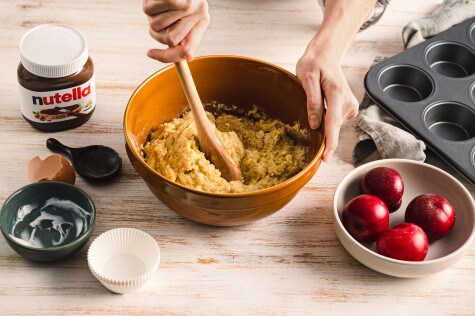 Pflaumen-Joghurt-Haferflocken-Muffins mit nutella  - Schritt 1