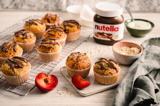 Pflaumen-Joghurt-Haferflocken-Muffins mit nutella
