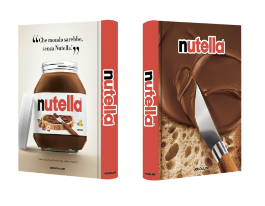 Vorder- und Rückseite des nutella® Coffee-Table-Books, eine Seite mit einem nutella®-Glas und die andere mit nutella® auf einem Brot.