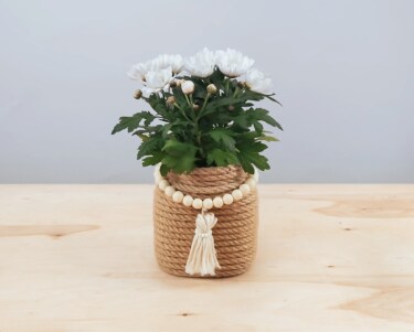 nutella®-Glas - DIY Jute Blumentopf basteln