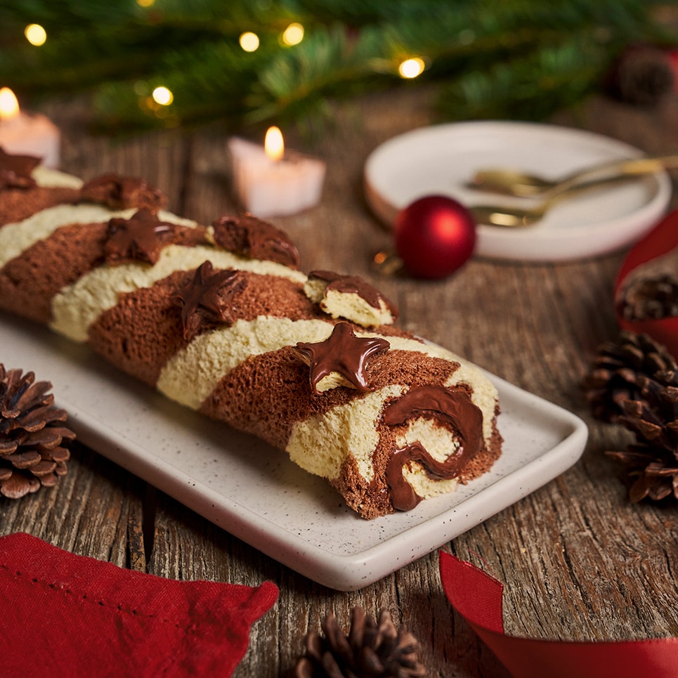 Bûche roulée de Noël au cacao et Nutella®