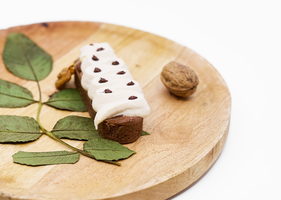 Dessert "Le Walnut'ella", création culinaire avec noix et Nutella.