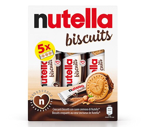 Pack de biscuits Nutella en grille 3x5, emballage visible.
