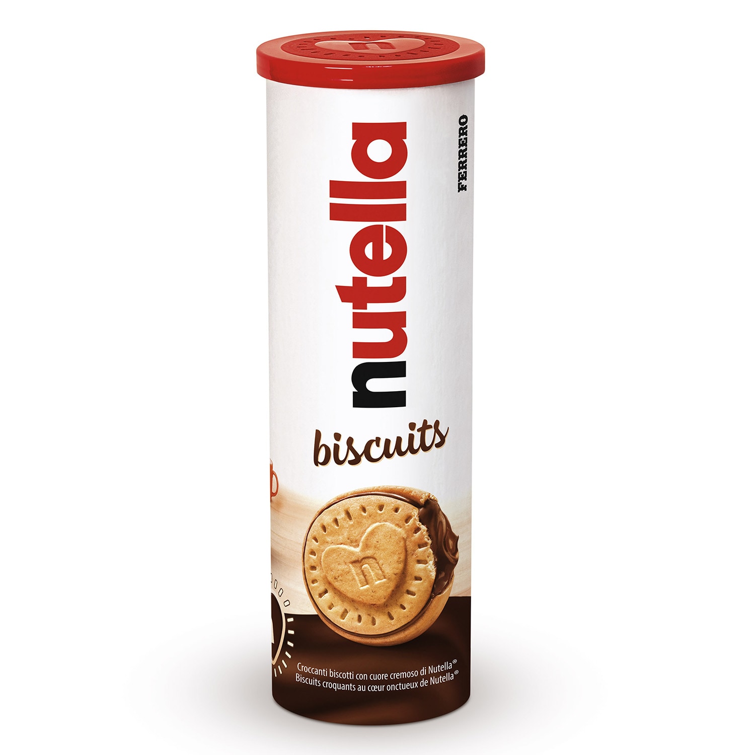 Tube Nutella mini format, bouchon visible sur fond blanc.