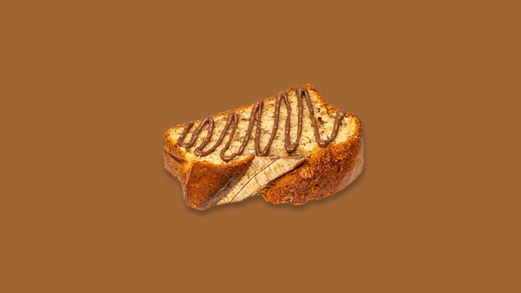 Banana bread moelleux marbré au Nutella et noix.