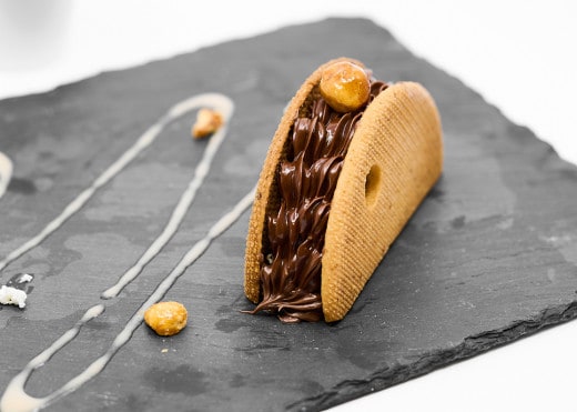 Dessert "Le Flaun-ella", création culinaire avec Nutella.