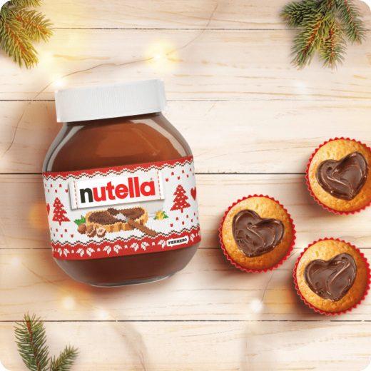 Visuel 'Partage ton amour' pour Noël, message promotionnel Nutella.