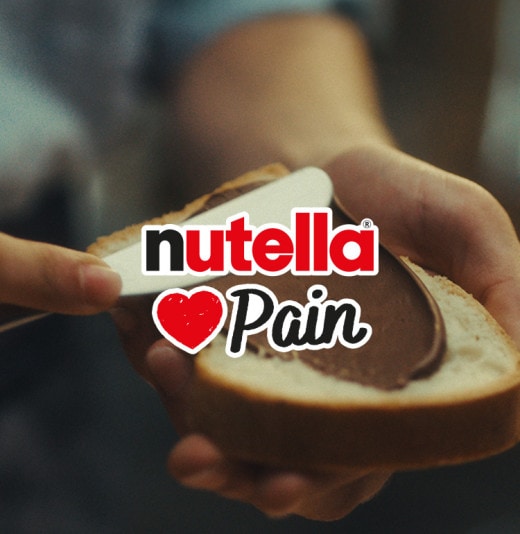 Carte promotionnelle: Nutella® aime tous les pains, avec diverses sortes.