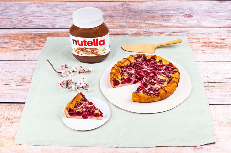 Clafoutis généreux aux fruits, note chocolat-noisette apportée par Nutella.
