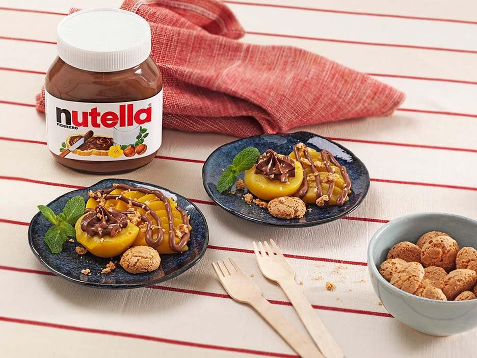 Peaches with NUTELLA® and Amaretti