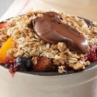 Breakfast fruit crumble topped with Nutella®