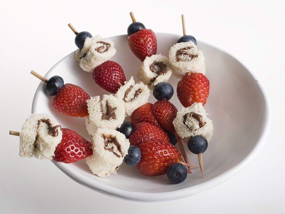 Nutella® scrolls and berry skewers