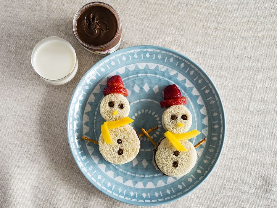 Snowman sandwiches with Nutella®