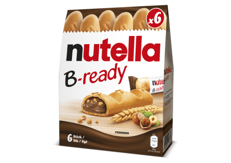 Render 3D di vasetto Nutella su sfondo neutro, immagine promozionale prodotto.