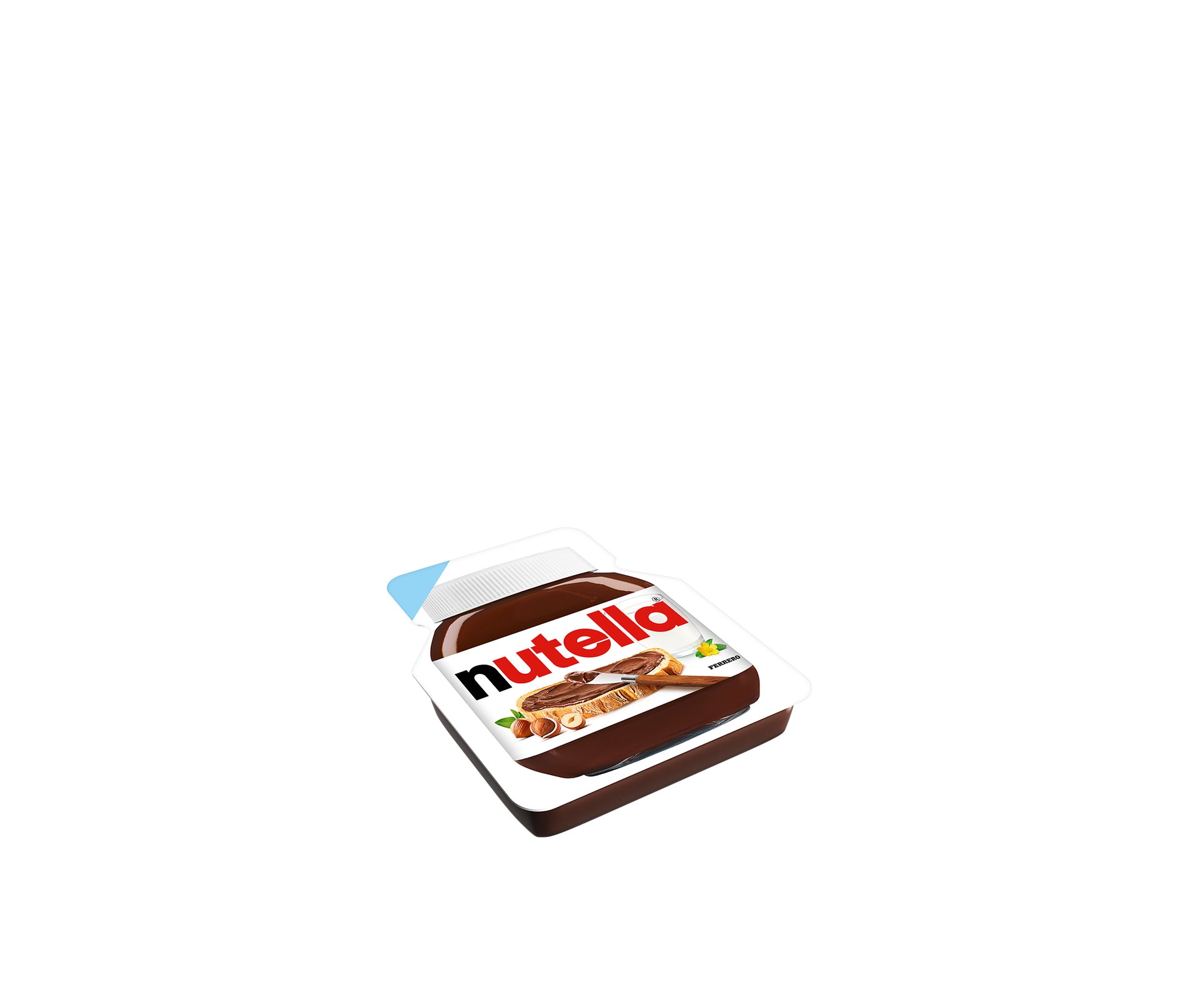 Nutella 15g single-serve jar, front view on white background.