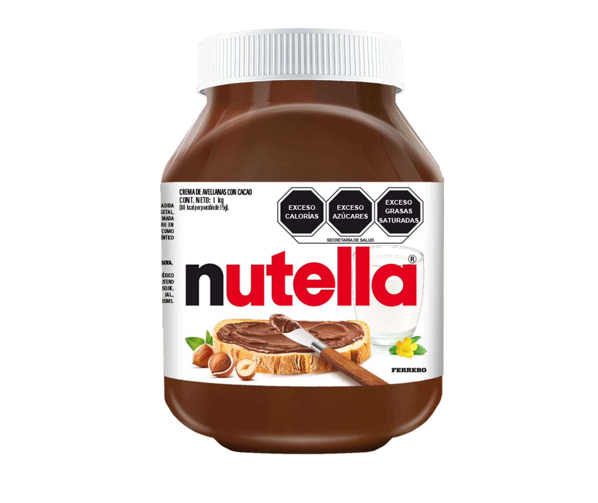 Tarro de Nutella 1 kg, vista frontal con etiqueta clara.