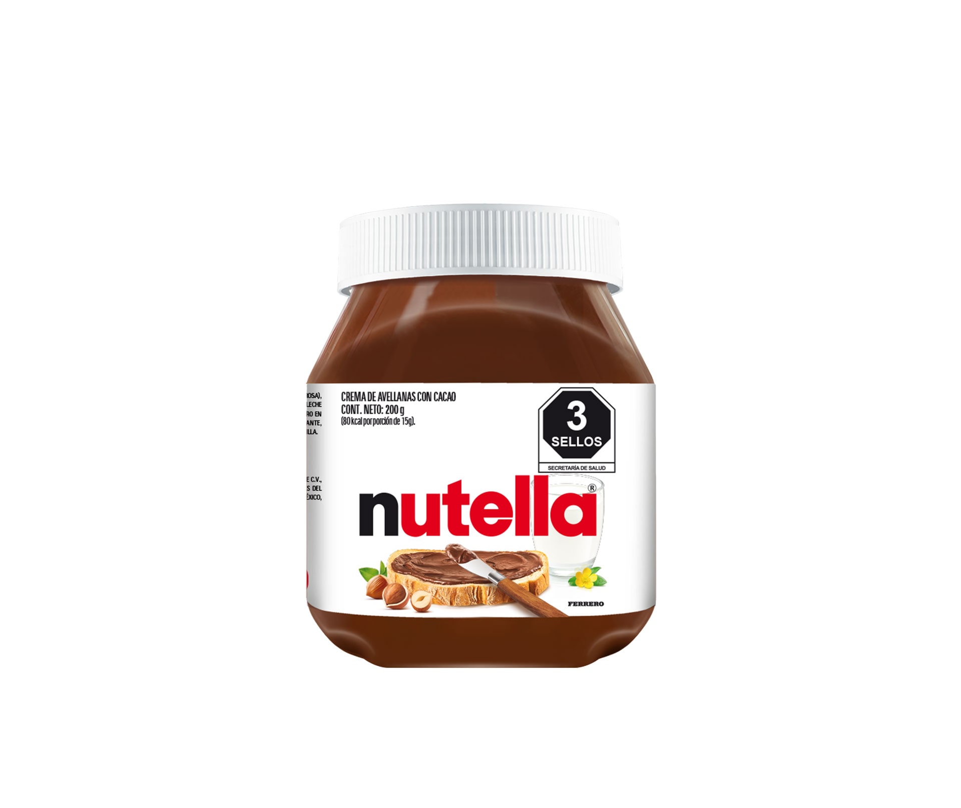 Tarro de Nutella 200 g, vista frontal con etiqueta visible.