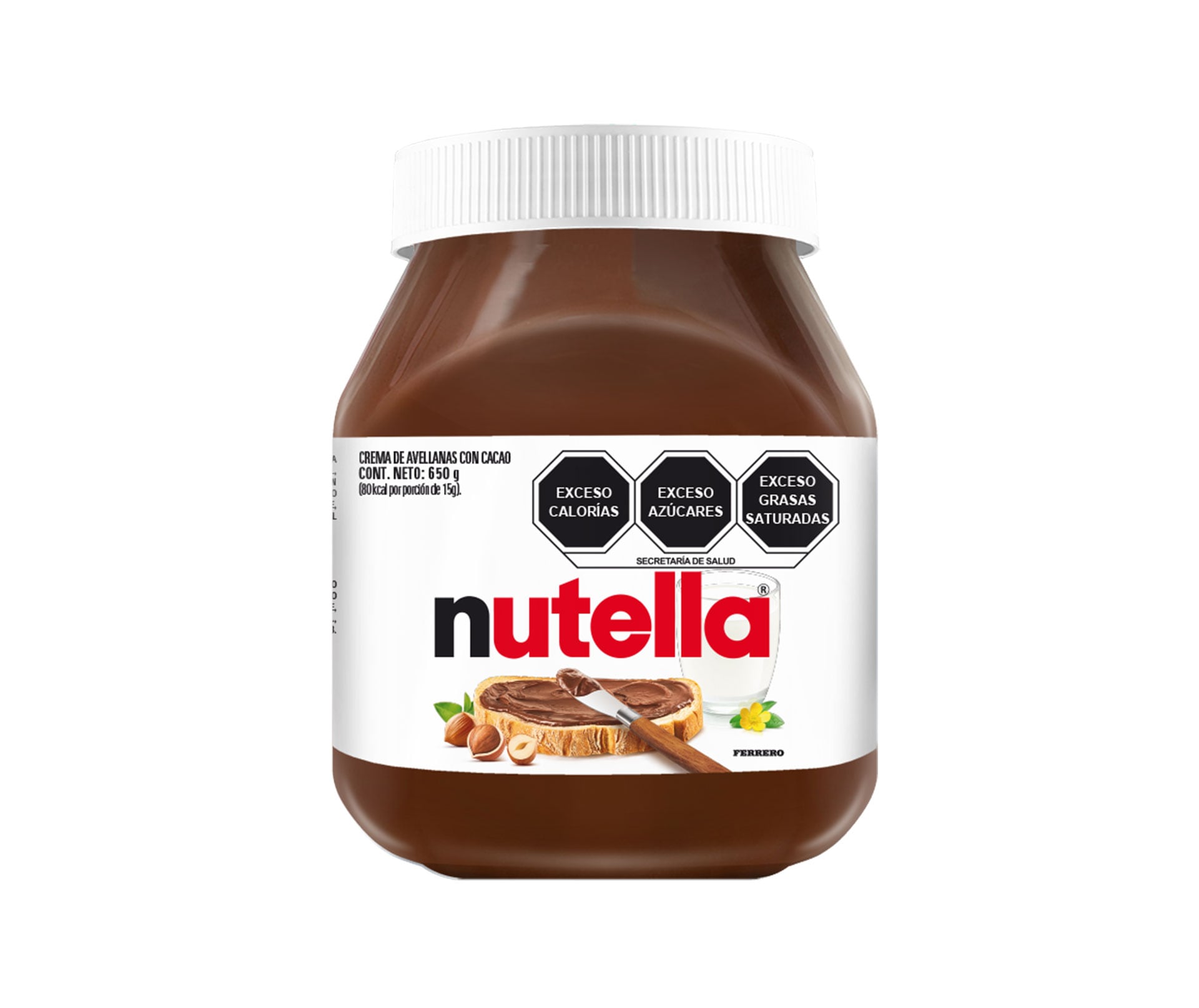 Tarro de Nutella 650 g, vista frontal con etiqueta visible.