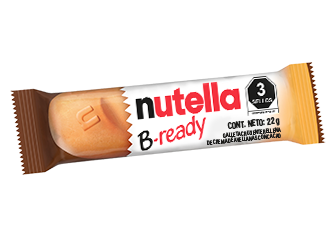 Empaque de Nutella B-Ready, snack crujiente relleno de crema.