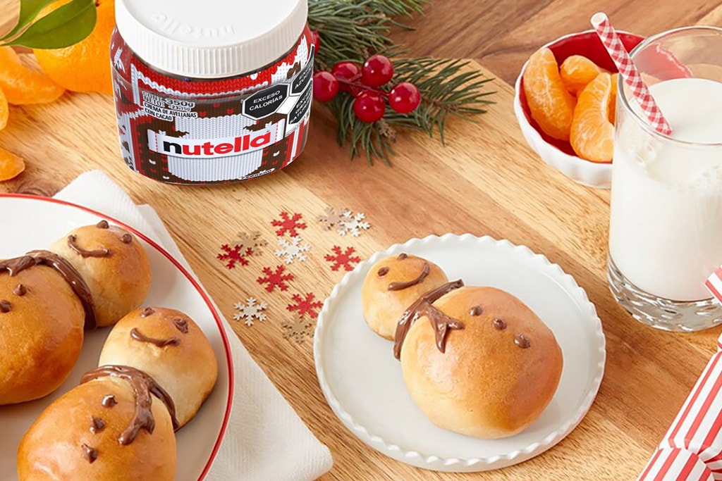 Bollos en forma de muñeco de nieve rellenos de natilla y NUTELLA®