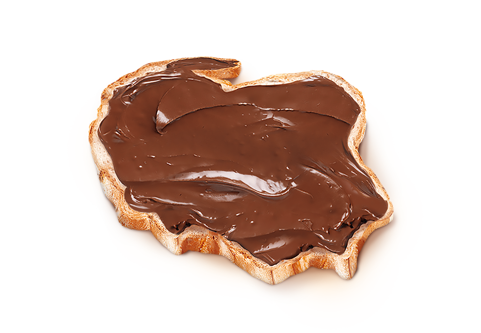Grafika pokazująca mapę Polski jako tosta posmarowanego kremem Nutella - historia kremu Nutella