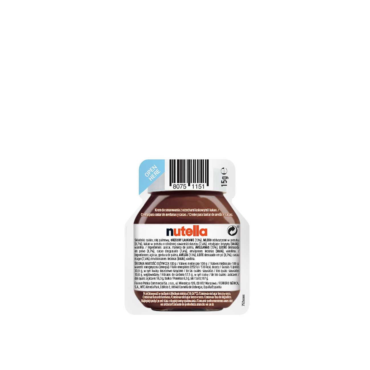 Opakowanie kremu Nutella®15g