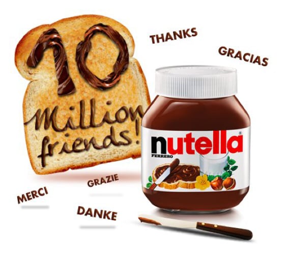 10 Million Friends Reached On Facebook | Nutella