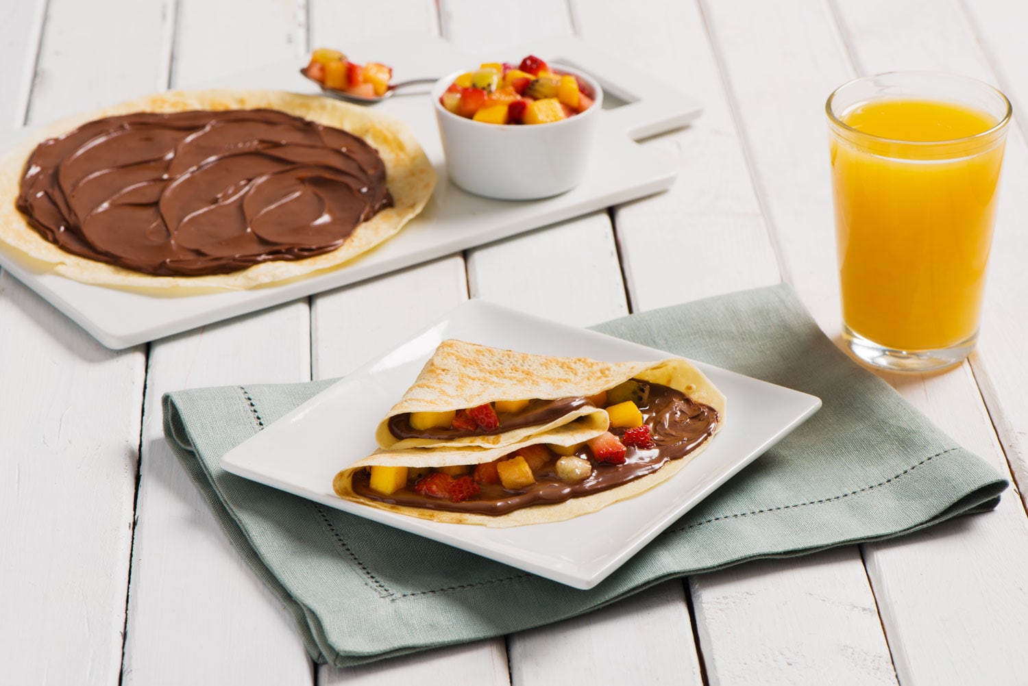 Fresh Fruit Salsa Pancakes with Nutella® Recipe