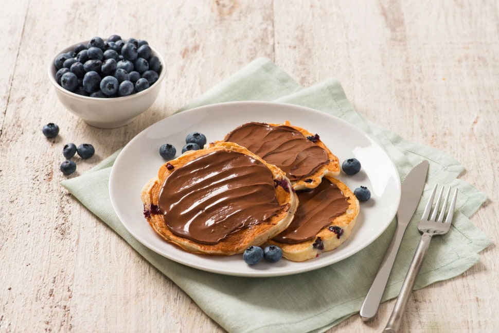 Mini Pancakes with Nutella® with Blueberries and Strawberries Recipe