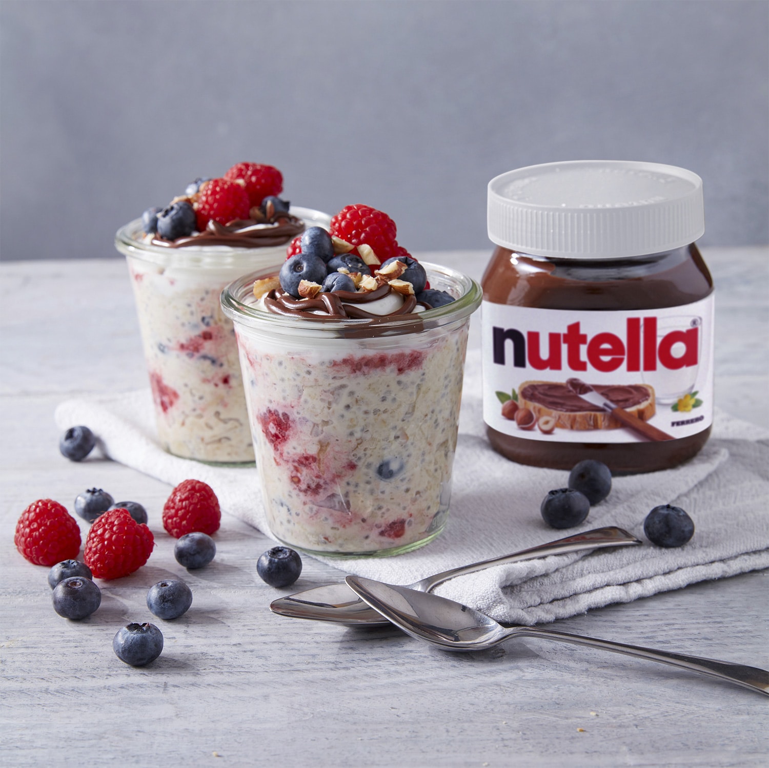 Overnight Oats with Fresh Berries and Nutella® Recipe